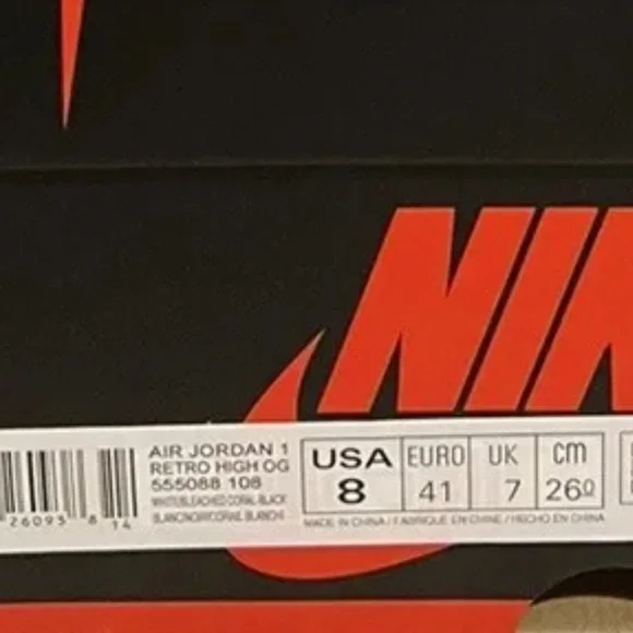 Air Jordan 1 High OG White Black Bleached Coral Stage Haze 555088-108 Size 8 Men - Picture 3 of 5